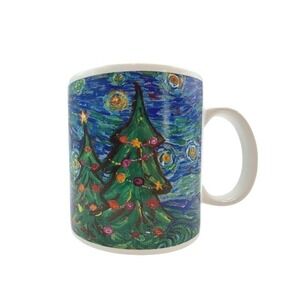 Starbucks 2000 The Starry Night Van Gogh Christmas Tree Coffee Mug 18oz New